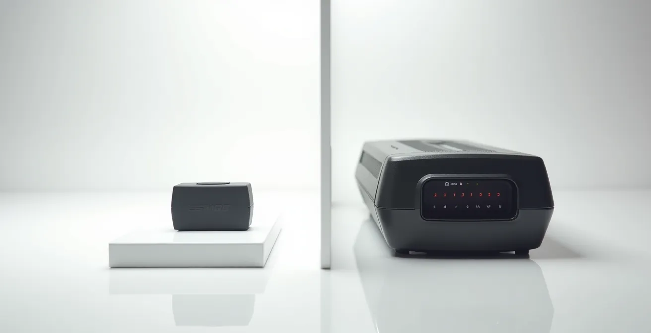 Comparaison visuelle entre un dongle ELM327 et une valise diagnostic multimarque professionnelle