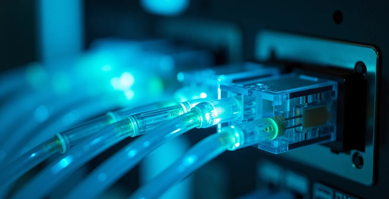 Infrastructure technologique moderne montrant l'interconnexion des systèmes de transport